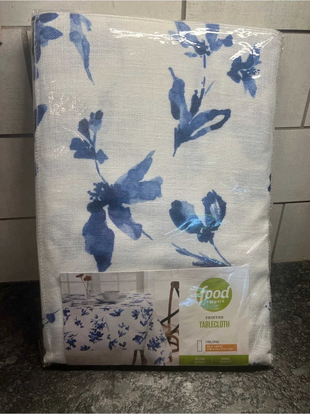 Food Network Blue and White Botanical Tablecloth